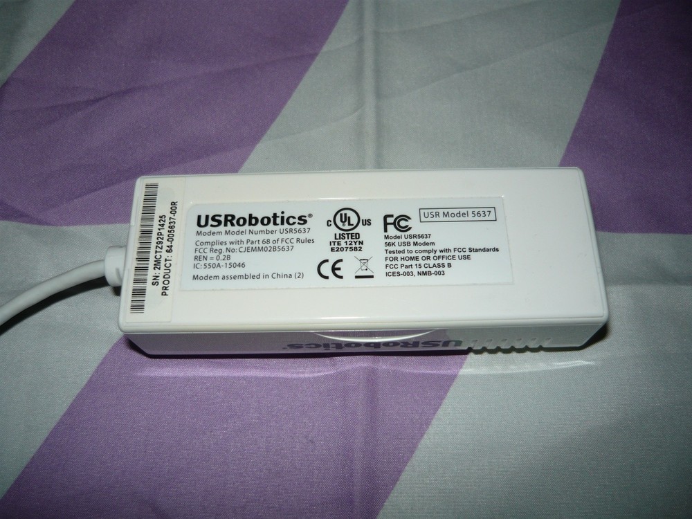 US Robotics USB 56K Dial-Up Modem USR5637 Used Tested