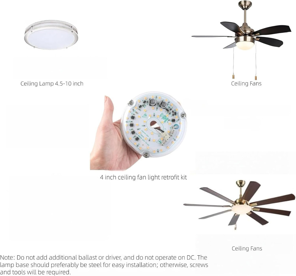 4 Inch LED Retrofit Light Kit for Ceiling Fan Light Replacement Panel PCB 18W 60