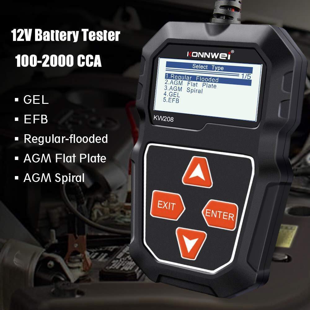 KONNWEI 12V 100-2000CCA Battery Tester Load Cranking Charging System Analyzer