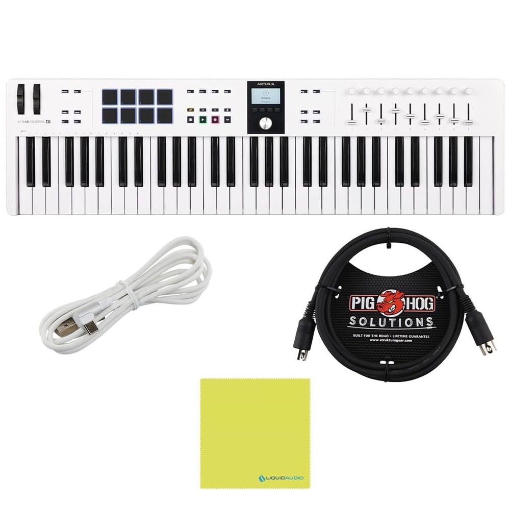 Arturia KeyLab Essential mk3 MIDI Controller BUNDLE with MIDI Keyboard, 6ft P...