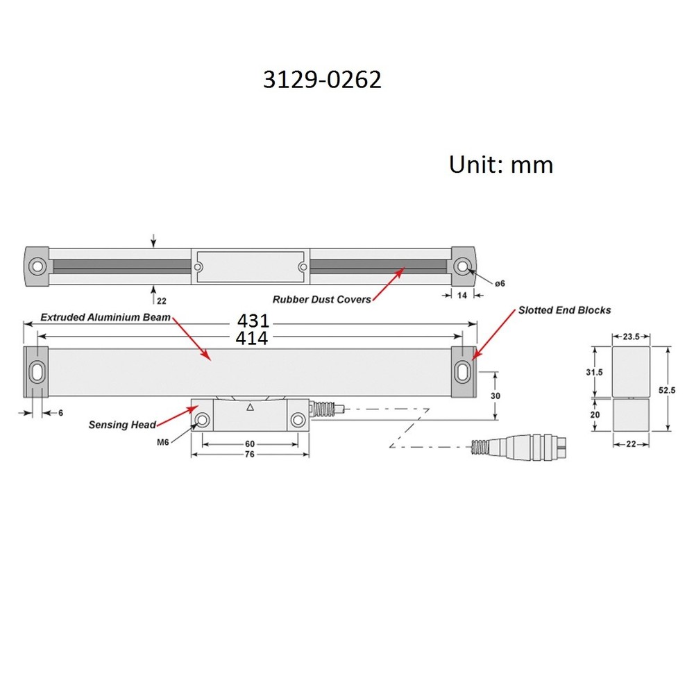 12" / 300MM OPTICAL LINEAR GLASS SCALE (3129-0262)