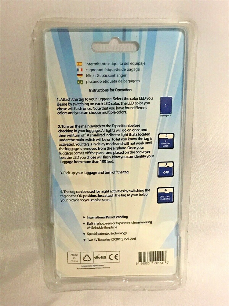 L.E.D.ITBE Easy 2 Pick Luggage Tag, Red * Opened Packaging