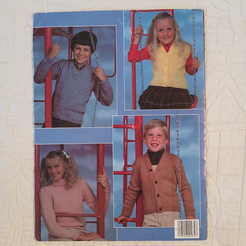 1982 Leisure Arts Children's Sweaters Knitting Crochet Pattern Book Leaflet 234