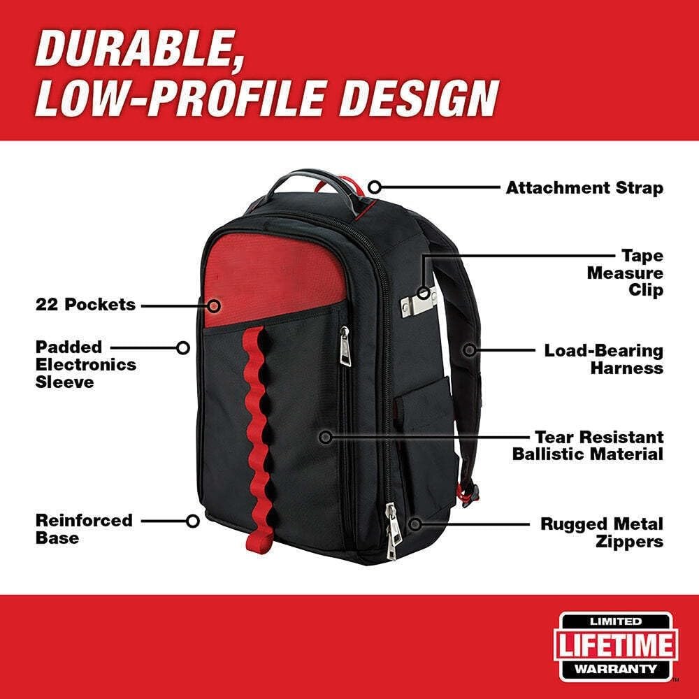 22 pockets For Milwaukee Impact Tool Backpack