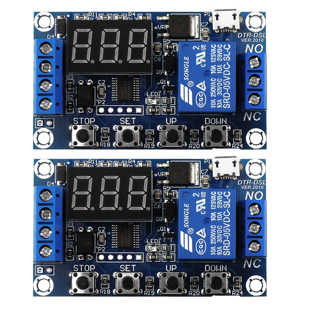 2pc DC 6-30V 1-Way Relay Module Power-off Trigger Delay Cycle Timer Switch