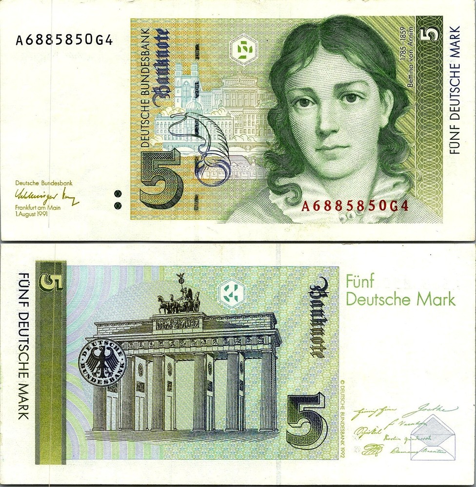 Germany 5 Mark 1991 Pick # 37 AU-UNC