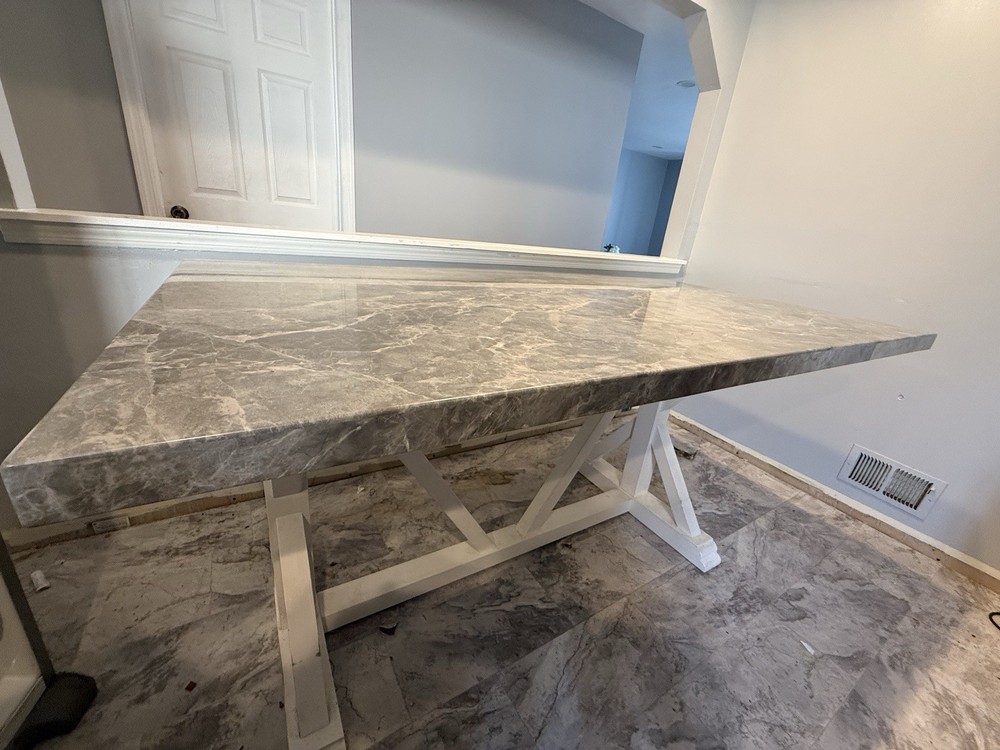 Marble Dining Table with 6 Chairs 70x48 Modern Design
