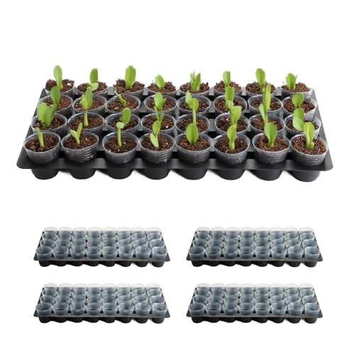 5-Pack 32 Cell Seedling Trays & 160 Pack 2" Soft Clear Nursery Pots -Thickened
