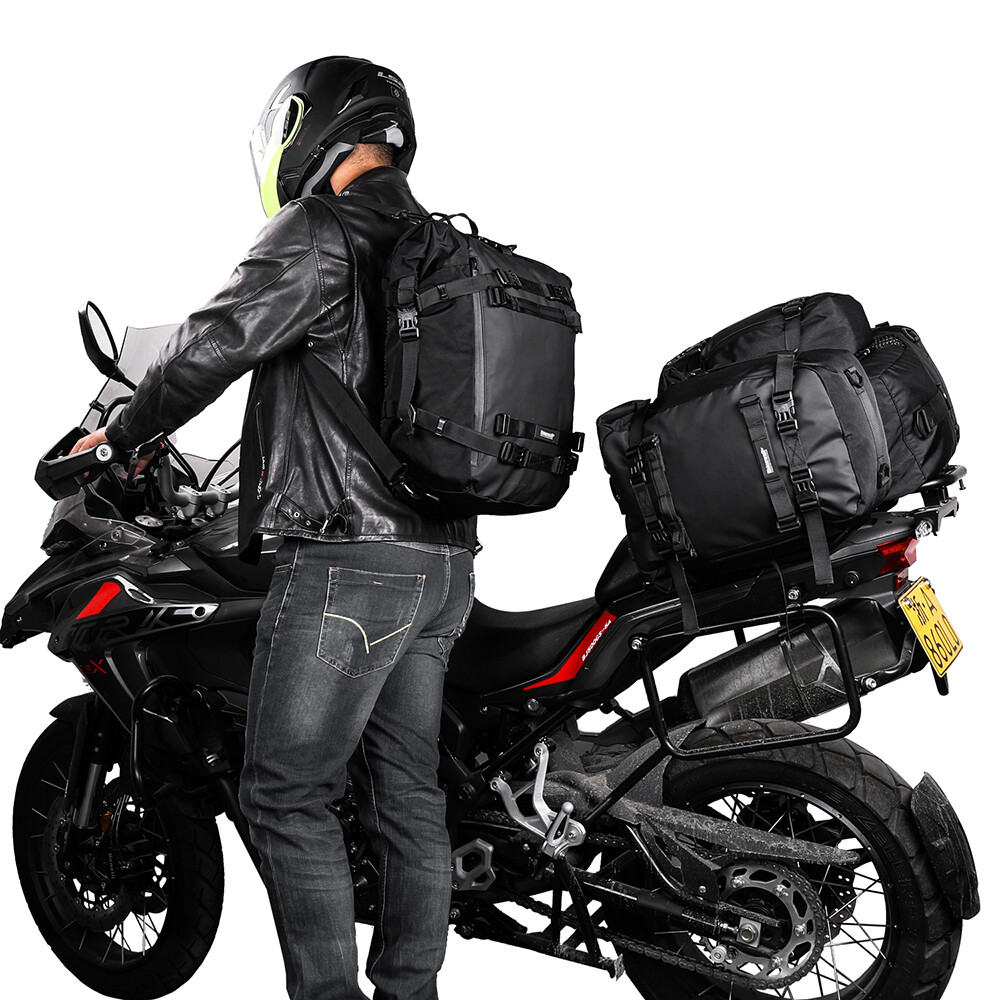 Multi-function Motorcycle Rear Seat Bag PU Coating Riding Storage Backpack 20L