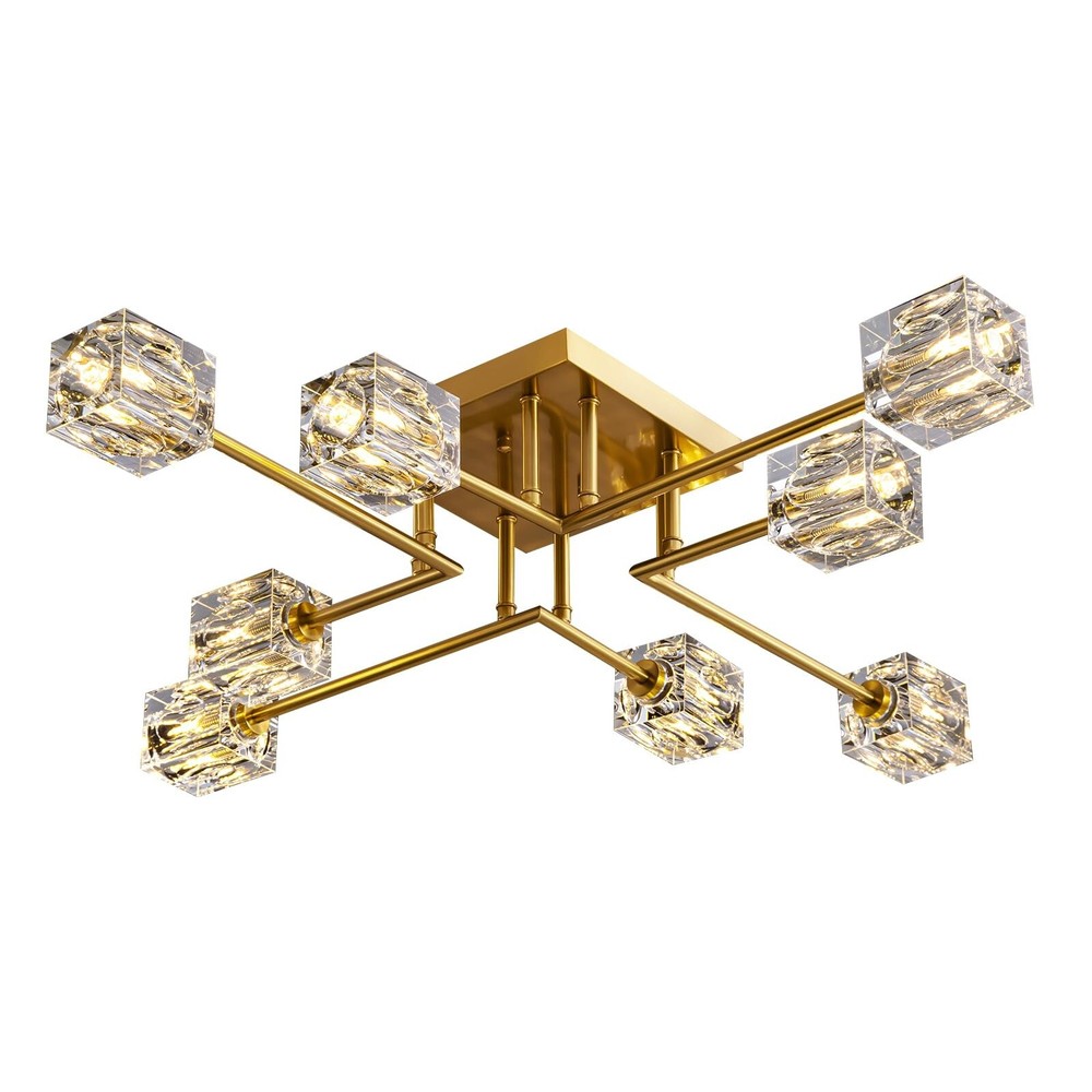 Modern Crystal Ceiling Light,Semi Flush Mount Ceiling Light Fixture with 8-Li...