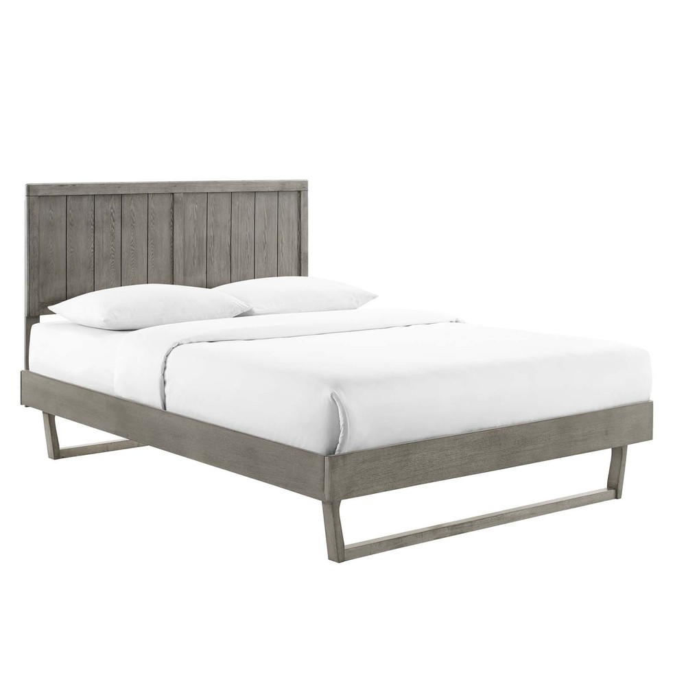 Modway Alana Wood King Platform Bed in Gray With Angular Frame