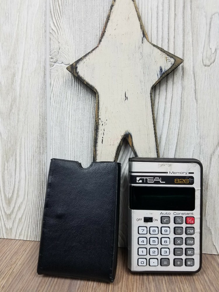 Vintage Teal Memory 826 Electronic Math Calculator Pocket Protector-Nerdy Cool