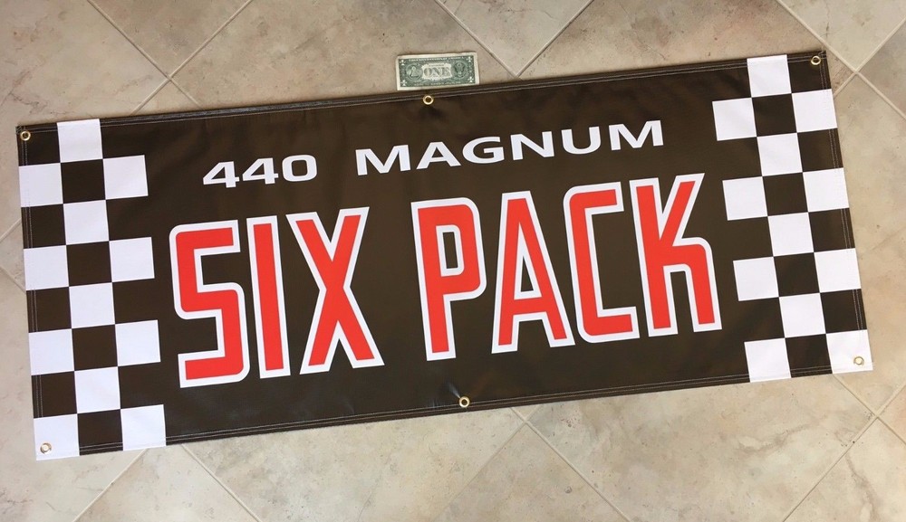 SIX PACK ENGINE Garage Banner Sign (Large 2'x5')
