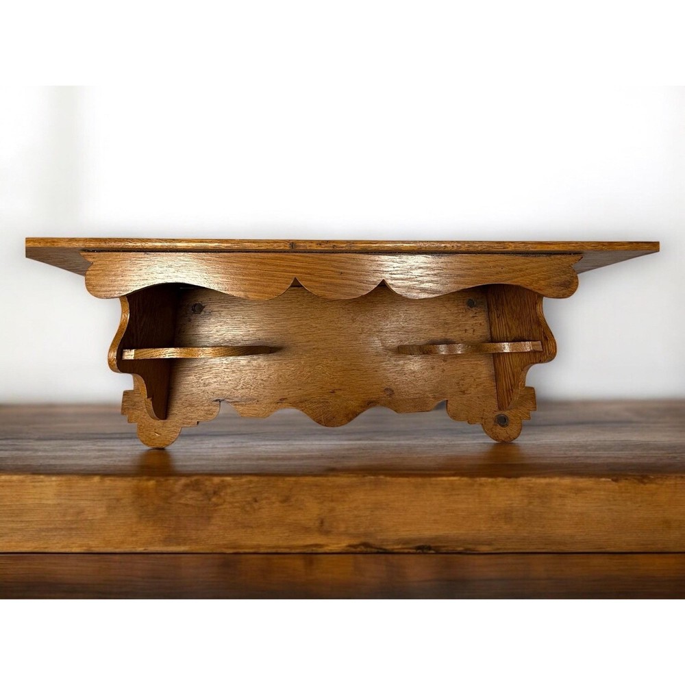 Vintage Oak Clock Wall Shelf