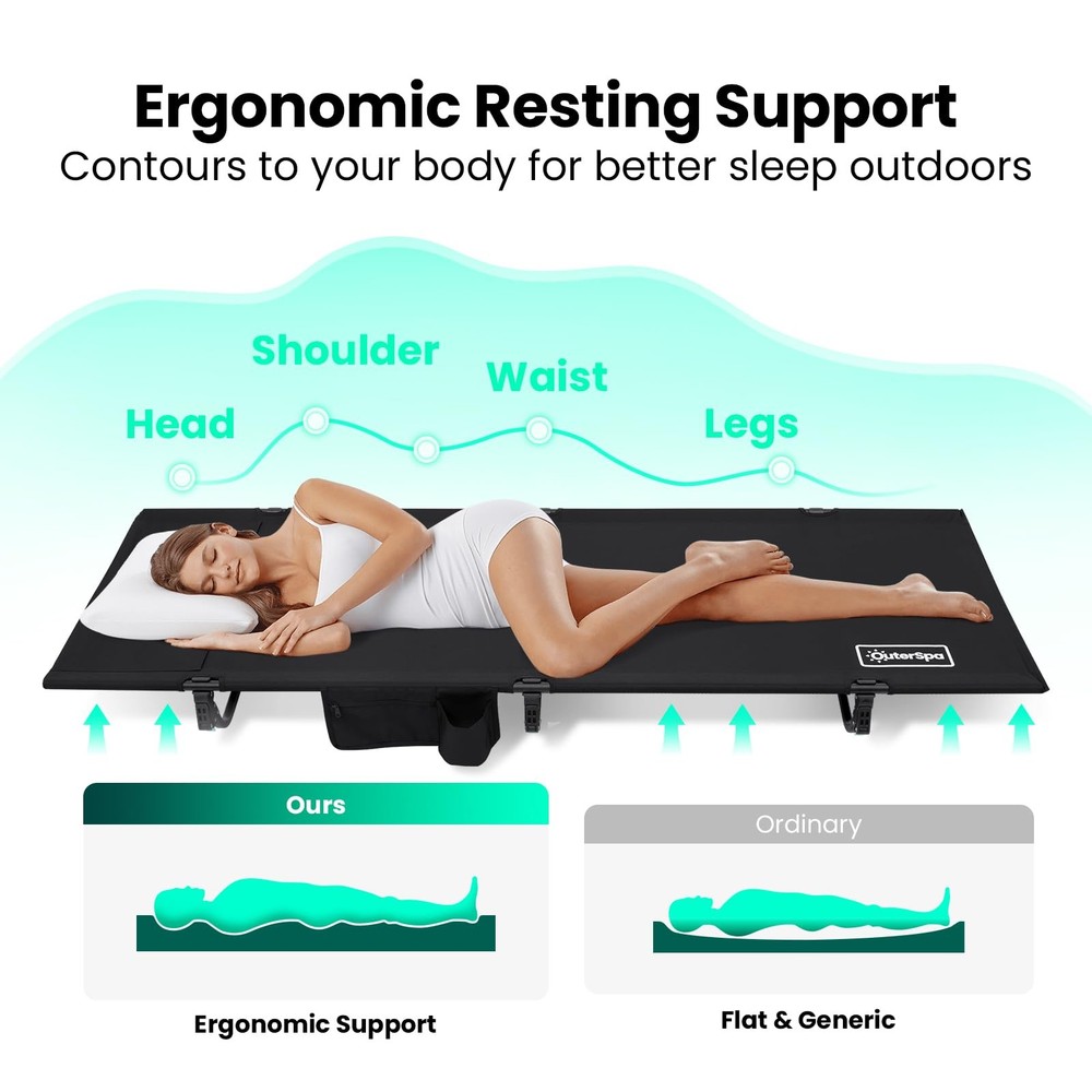 Portable Camping Cot, Sleeping Cots for Adults, Ultralight Backpacking Cot, C...