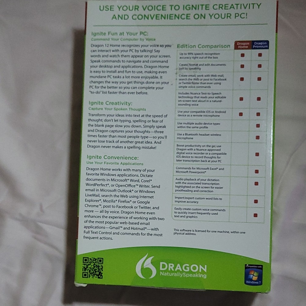 Nuance Dragon NaturallySpeaking 12 Home Speech Recognition Software Windows 7 E…