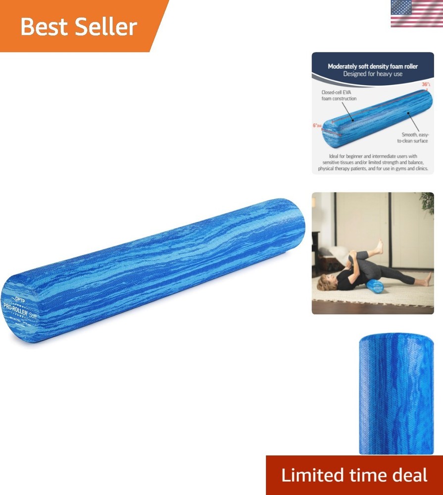 Low Density EVA Foam Roller for Pilates & Physical Therapy - 36" Blue Roller