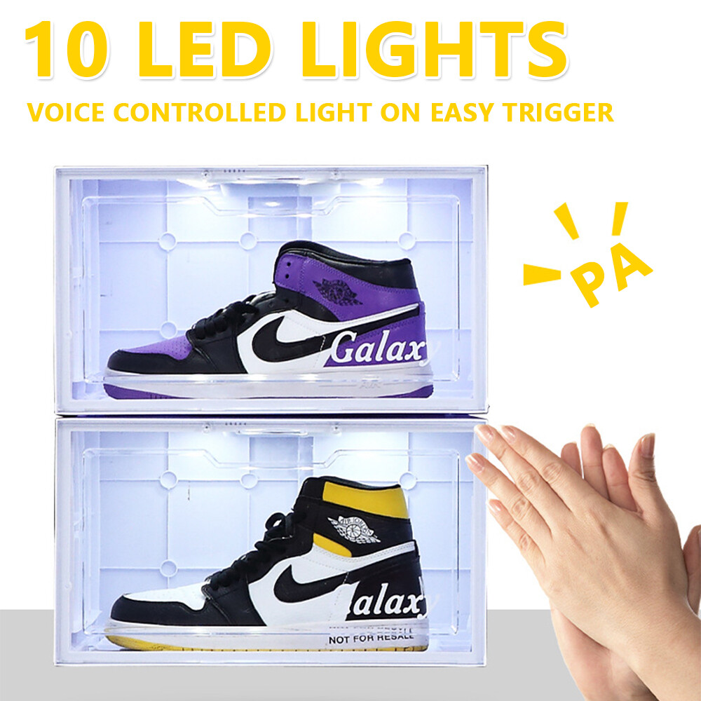 LED Shoe Box Stackable Light Up Sneaker Display Collection Storage Organizer XL