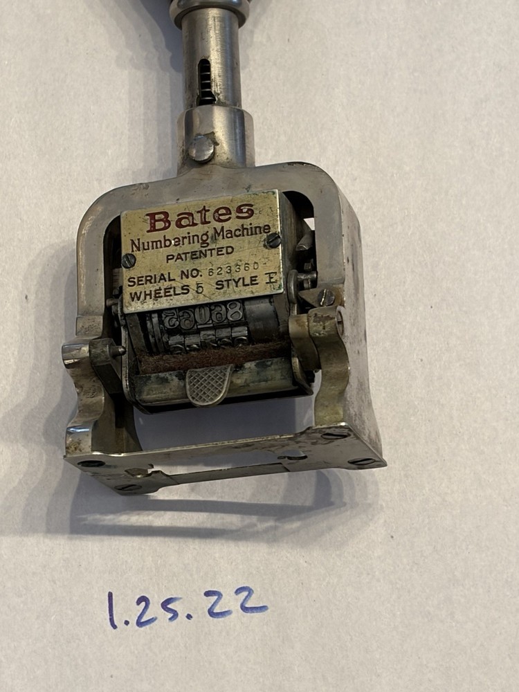 Antique Bates Numbering Machine Style E 5-Wheel Serial 623360 Working
