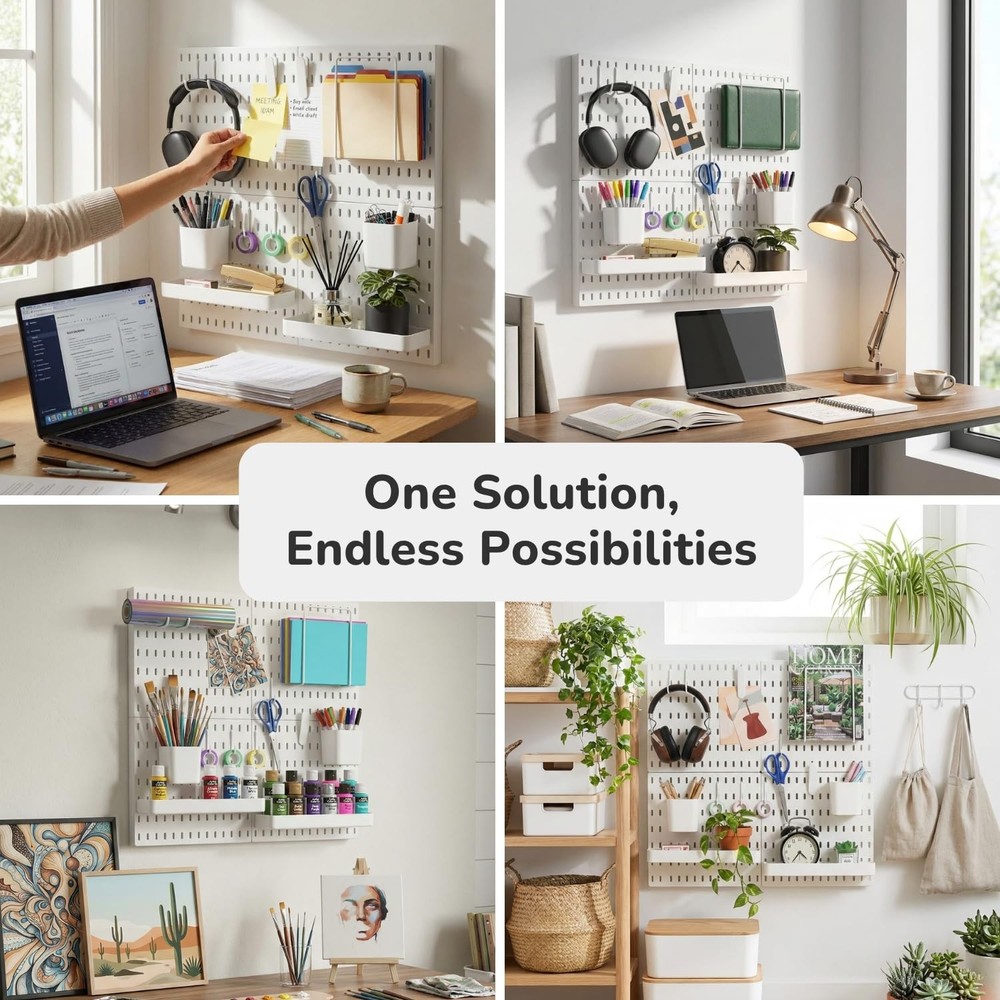 Peg Board Wall Organizer – Plastic Pegboard Panels, Modular Peg Board Storage...