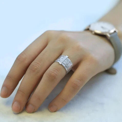 Solid 925 Sterling Silver Band Ring Statement Designer Handmade Ring All Size