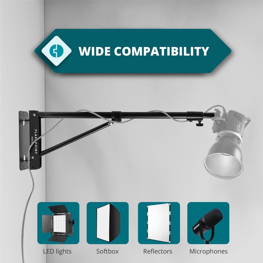 Flashpoint Wall-Mounted Boom Arm, 2.5-4.4' #FP-WM-BA