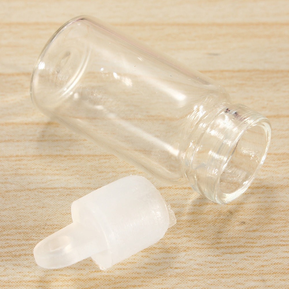 50pcs 1ml Empty Sample Vials Clear Glass Bottles with Plastic Lid Small Bottle