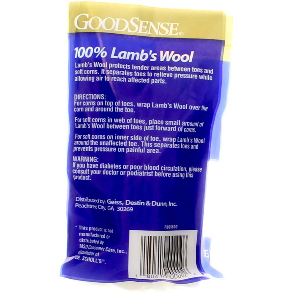 6 Pack GoodSense Lamb's Wool Padding, 0.375 oz