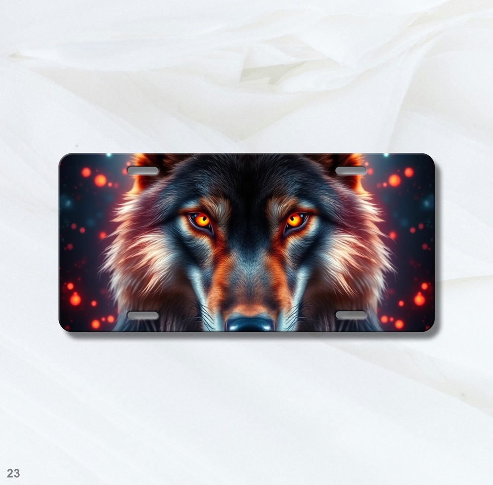 Hyperrealistic Wolf License Plate Name Plate Auto Tag Unique Gift