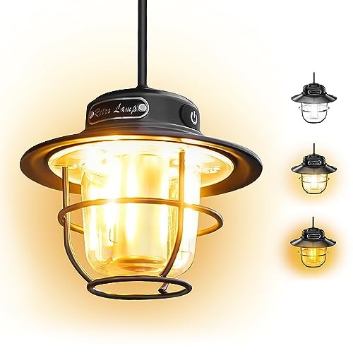 Camping Lantern, Portable Camping Light, Rechargeable Lanterns 4 Light Black