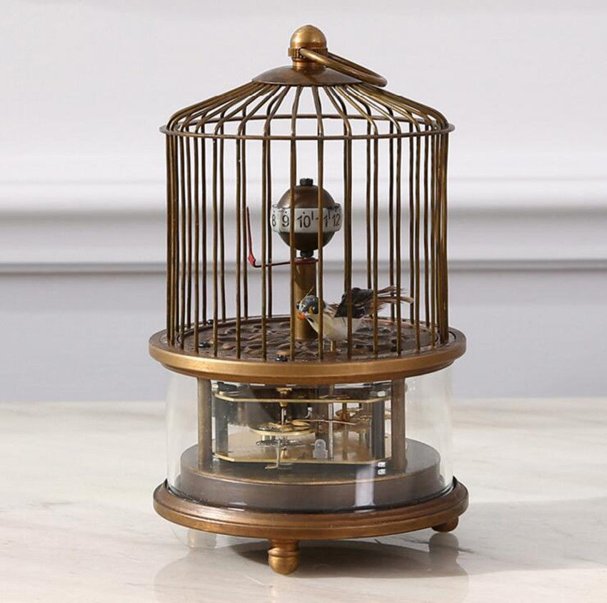 Rare Brass Birdcage Mechanical Table Clock