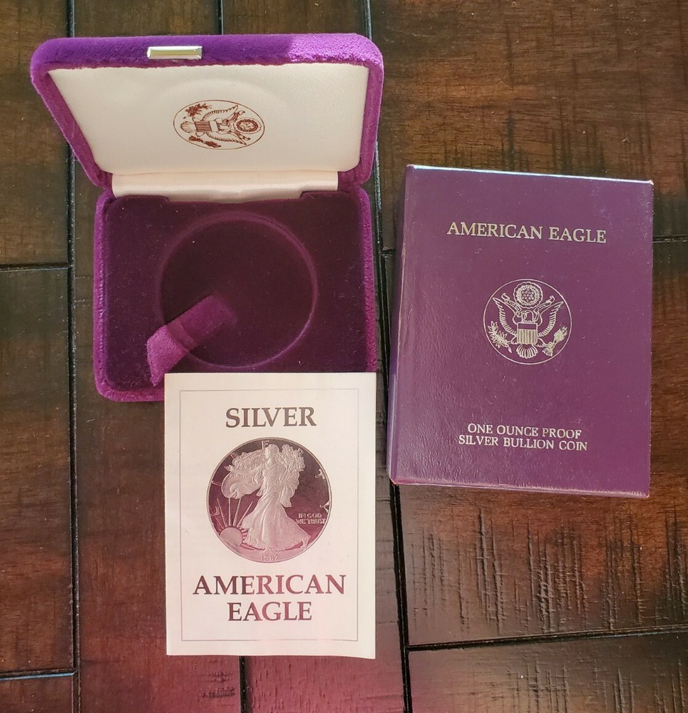 1992 Proof $1 American Silver Eagle Box & COA | No Coin
