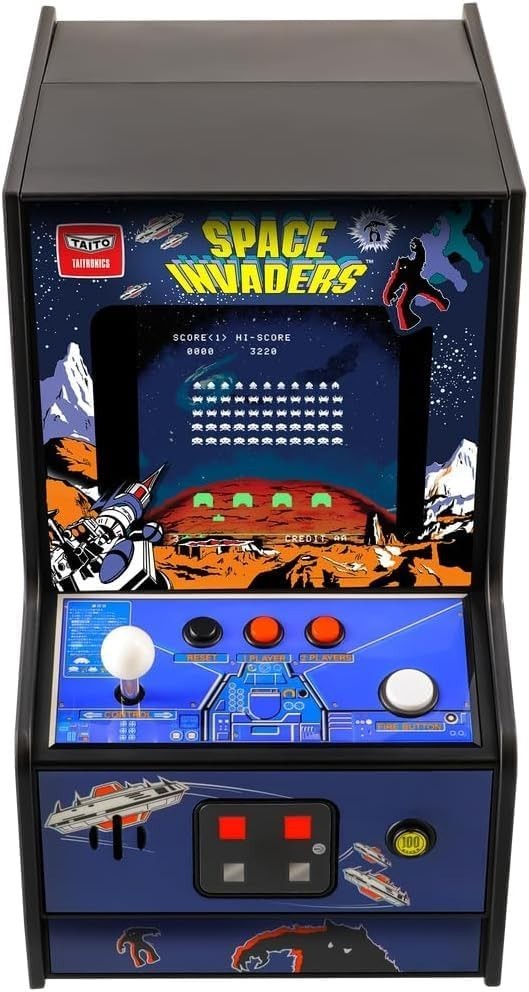 Space Invaders Mini Arcade Machine - 6.75" LED Screen, Fully Playable Retro Game
