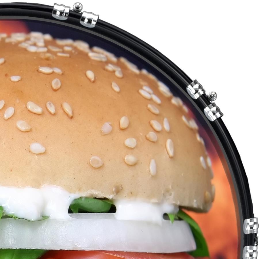 Custom 22" Kick Bass Drum Head Graphical Image Front Skin Burger 1