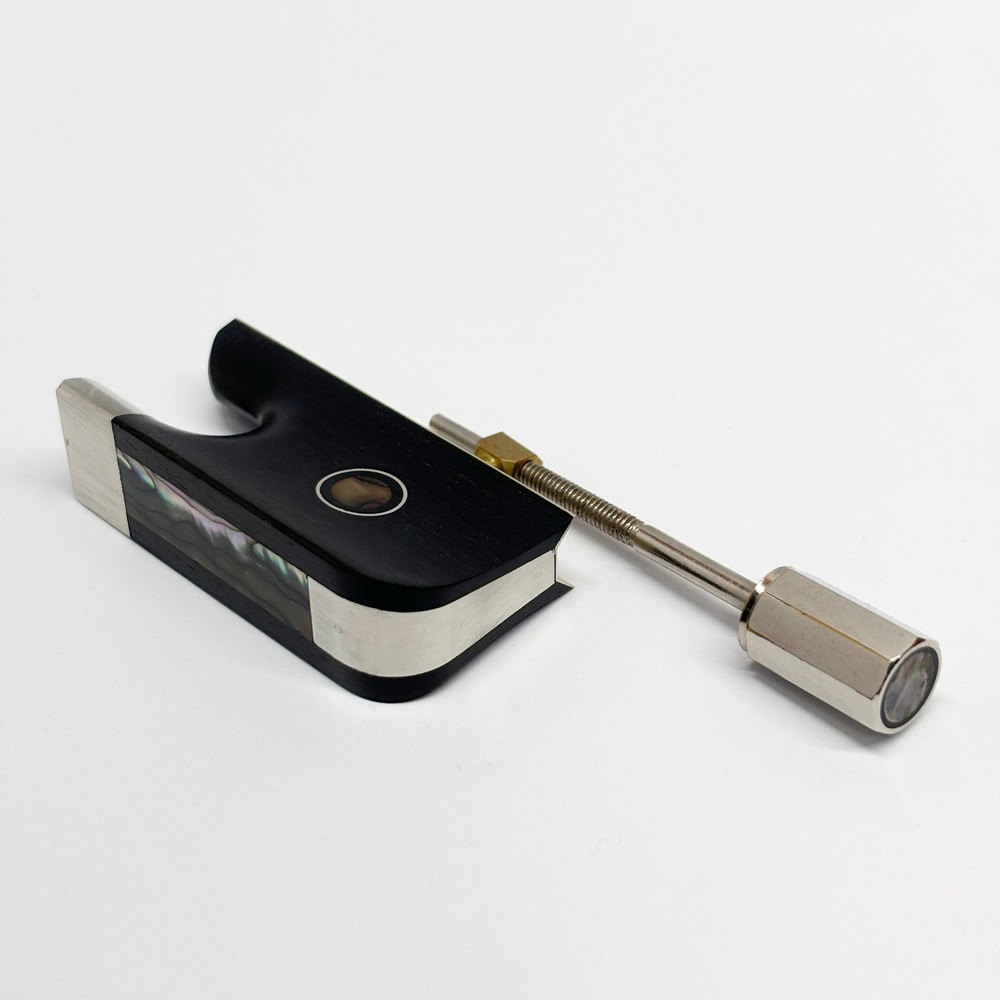 4/4 Cello Bow Ebony Frog Nickel Silver Abalone Frog + Screw Button