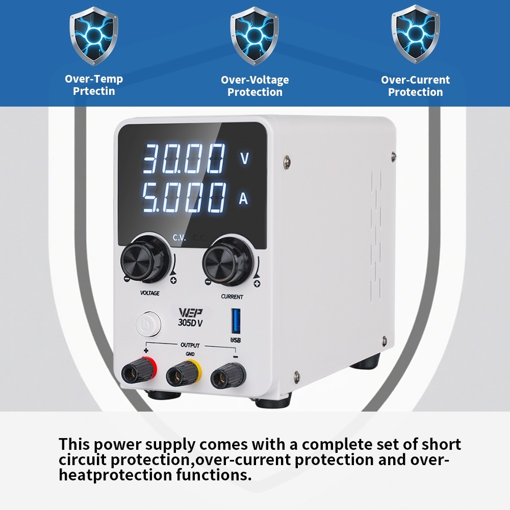 DC Power Supply Adjustable 0-30V 5A Lab Variable Bench Switching High Precision