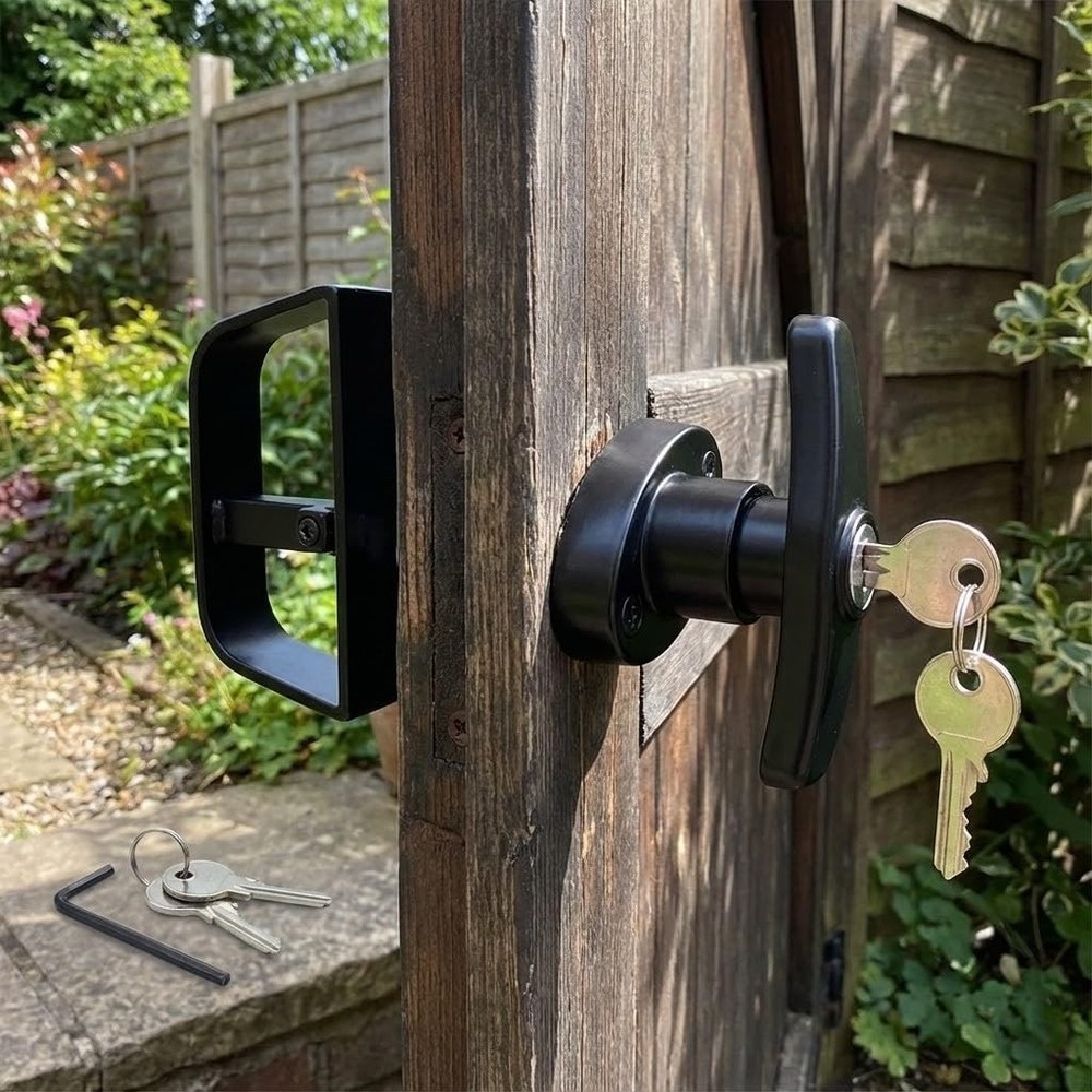 StartFine 6" T-Handle Shed Door Lock Handle with 1kit, Black