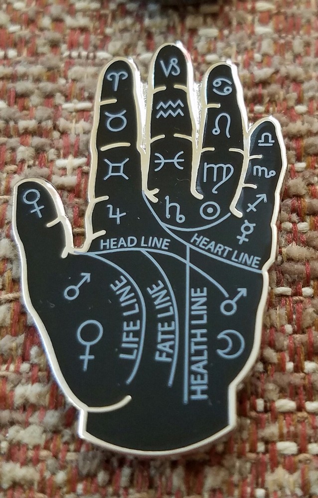 PALM READER MYSTIC HAND BLACK Lapel Pin