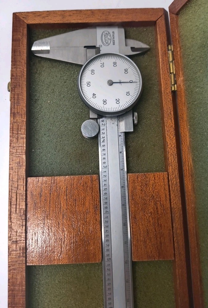 Helios Dial Caliper with Regular Jaws, Silver Face, 5" - VINTAGE - Germany