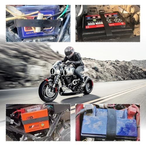 Motorcycle Battery Strap, Stretchable Rubber Battery Holder Bands with 2 PCS