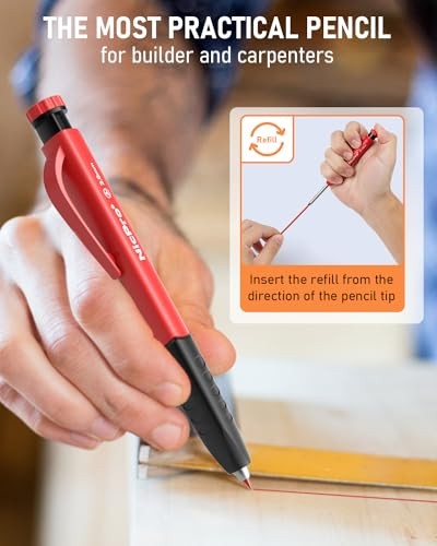 3 Pack Carpenter Pencil Set with Sharpener & Finger Grip, Mechanical 3 PACK