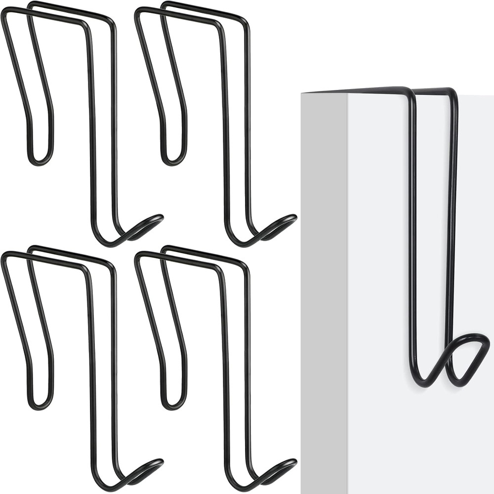 4-Pack Black Wire Cubicle Hooks for Office Partition and Coat Hanging