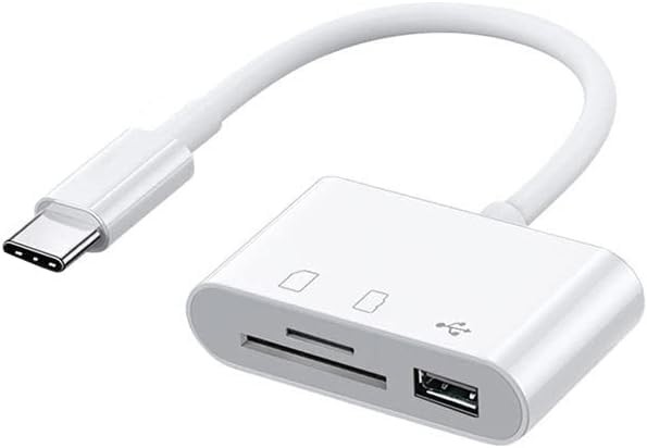 USB C SD Card Reader, C to Micro TF Memory 3-in-1 White