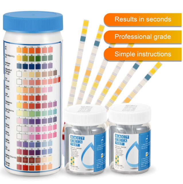 Drinking Water Test Strips 17 in 1 50 Strips + 2 Bacteria Tester Kits, Complete