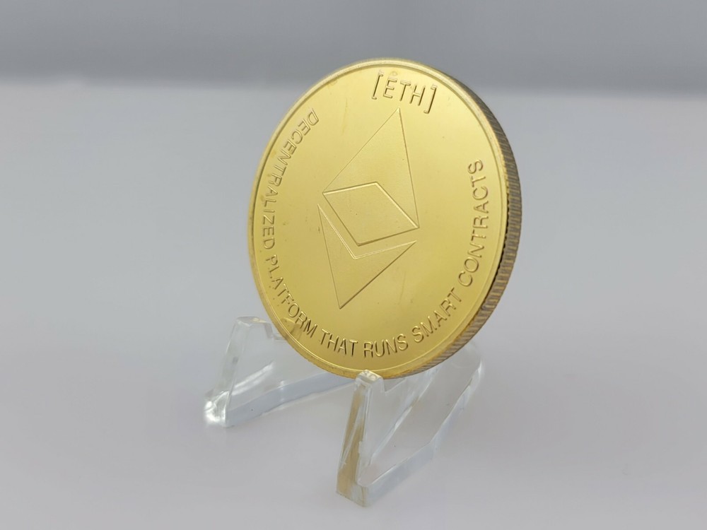 Crypto ETH Ethereum Gold Tone Coin Token