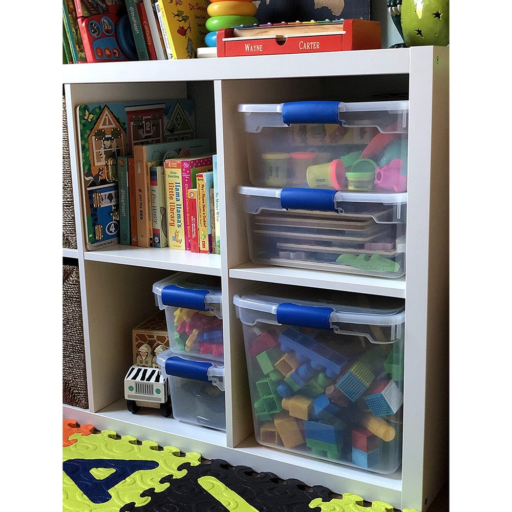 Homz 15.5 Quart Clear Plastic Stackable Storage Containers, 4 Pack (Open Box)