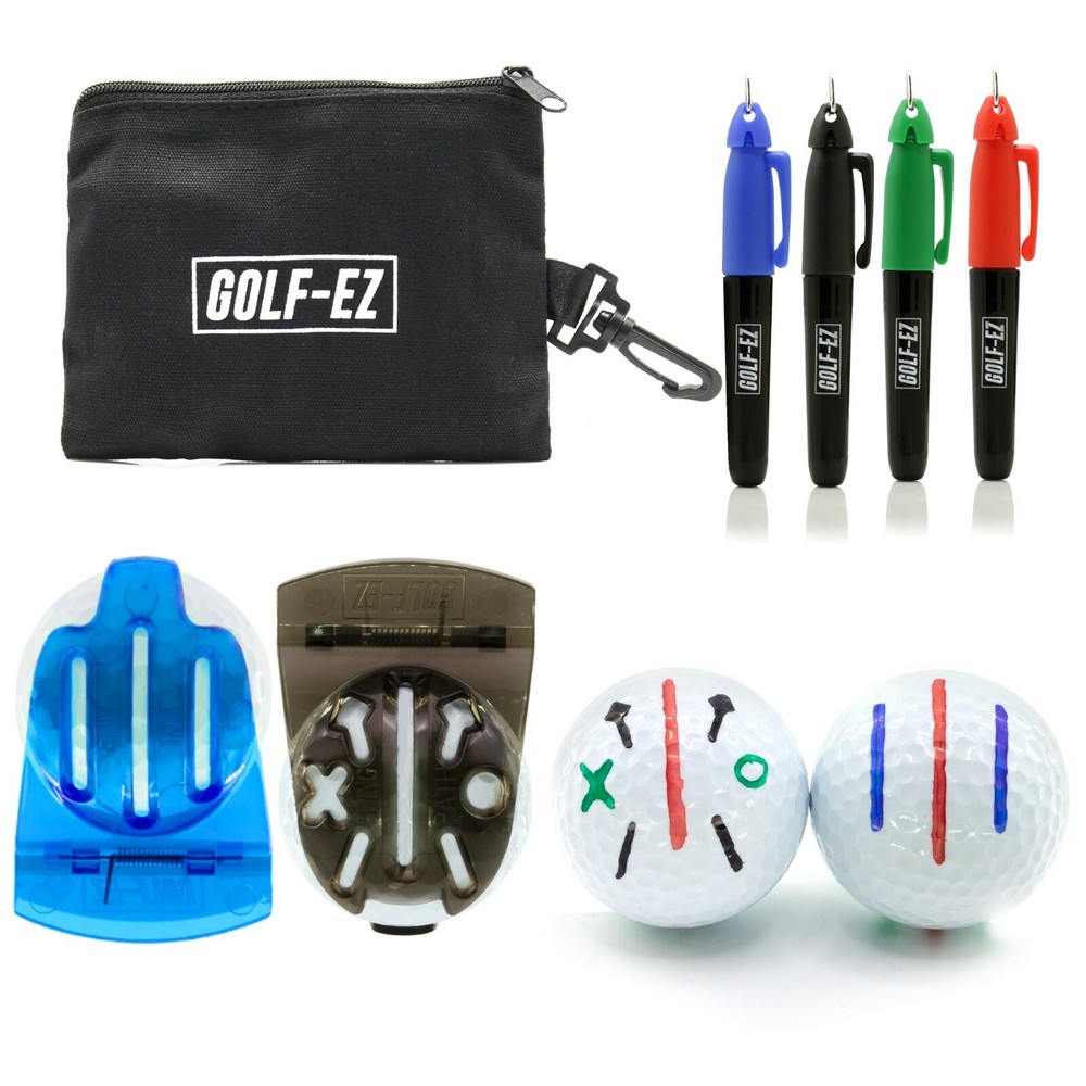 TRI-LINE Golf Ball Alignment Kit with Carry Case | Swing Path Arrows & Ball