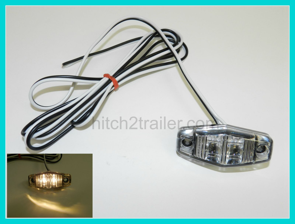 (1) CLEAR / WHITE LED Camper Trailer surface mount light Clearance Optronics