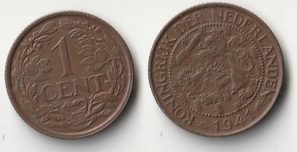 1941 Netherlands 1 cent coin