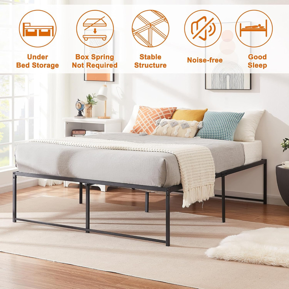 18" Metal Platform Bed Frame - Full Size, No Box Spring Needed